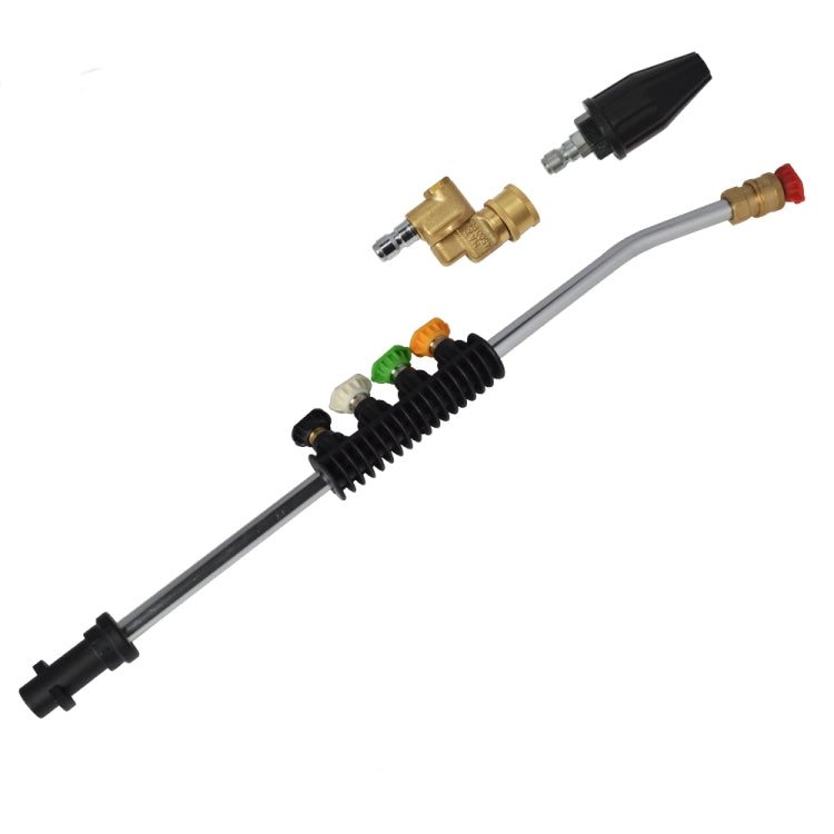 High Pressure Car Wash Water Gun 1/4 Quick Plug Interface Fan Shaped Five Color Nozzle  Stainless Steel Elbow Extension Rod, High Pressure Spray Gun Kit