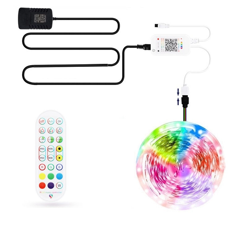 Bluetooth Suit Smart Music Sound Control Light Strip Waterproof 5050 RGB Colorful Atmosphere LED Light Strip With 24-Keys Remote Control, 5M 150 LEDs, 5M 300 LEDs, 10M 300 LEDs, 10M 600 LEDs