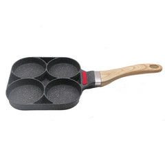 20cm Home-made Maifan Stone Four-hole Fried Egg Non-stick Flat-bottom Egg Dumpling Pot Breakfast Artifact, Flat-bottom Pot
