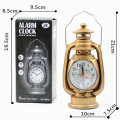 Retro Table Oil Lamp Small Alarm Clock Desktop Table Clock Living Room Decoration Supplies Office Craft Jewelry, Silver, Bronze, Ebony