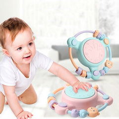 Baby Music Hand Drum Multi-function Early Education Puzzle Rattle Toy, Pink, Blue