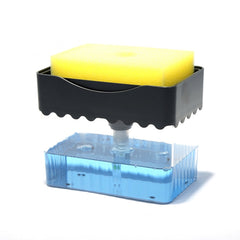 Cleaning Cloth Dishwashing Brush Liquid Box Kitchen Brush Detergent Mixer Press Plastic Soap Box, White, Dark Gray, Dark Blue