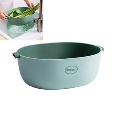 Kitchen Rice Pan Double-dish Vegetable Drain Basket Plastic Fruit Basket, U Shape Light Green, U Shape Dark Red, U Shape Light Gray, O Shape Light Green, O Shape Dark Red, O Shape Light Gray