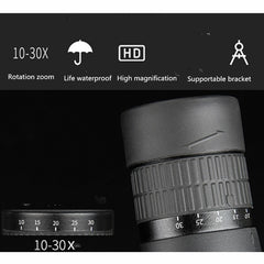 Continuous Zoom Single Tube Low Light Night Vision HD High Magnification Telescope, 10-30X50