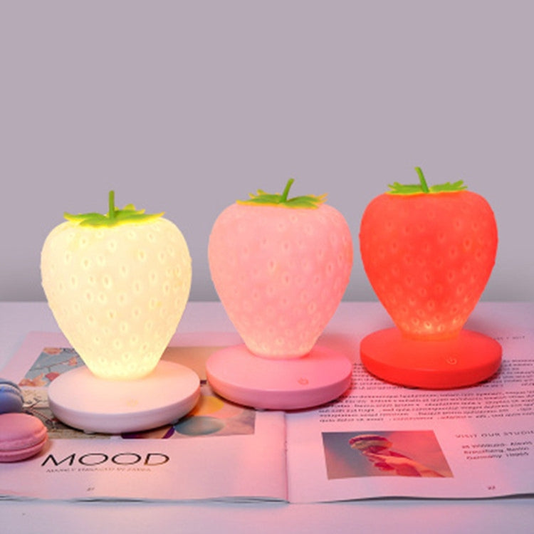 Creative Home LED Silicone Strawberry Night Light USB Rechargeable Bedside Decoration Atmosphere Light, Pink Strawberry, Red Strawberry, White Strawberry