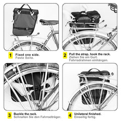 Rhinowalk Three-in-one Multifunctional Bicycle Rear Shelf Pannier Waterproof Long-distance Equipment, Full Black, Black Green
