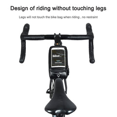 Rhinowalk Bicycle Front Tube Bag Waterproof Mobile Phone Touch Screen Multi-function Bicycle Handlebar Bag, Carbon Fiber Black, Matt Black