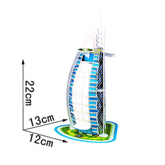 3 PCS 3D Puzzle Mini World Building Model Children Assembling Intellectual Toys, Burj Al Arab, Eiffel Tower, Empire State Building, Dutch Windmills, Mayan Pyramid, Notre Dame de Paris, Sydney Bridge, Sydney Opera House, Leaning Tower of Pisa           ...