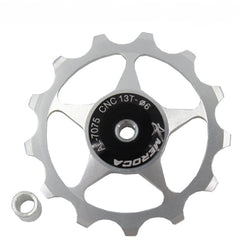 MEROCA Metal Bearings Mountain Bike Road Bike Rear Derailleur Guide Wheel 11T/13T Guide Wheel, 13T Silver, 11T Electroplating Colorful, 13T Electroplating Colorful