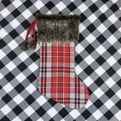 Christmas Tree Pendant Christmas Ornaments Christmas Socks Gingham Gift Bag, Light, Dark