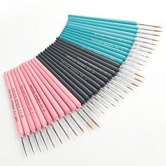 WeiZhuang Hook Line Pen Painting Hand-painted Watercolor Wolf Mint Hook Line Pen Painting Stroke Thin Line Brush, 10 PCS 5 Pink, 10 PCS 6 Pink, 10 PCS 7 Pink, 11 PCS Full Sets Pink