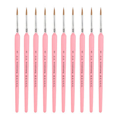 WeiZhuang Hook Line Pen Painting Hand-painted Watercolor Wolf Mint Hook Line Pen Painting Stroke Thin Line Brush, 10 PCS 5 Pink, 10 PCS 6 Pink, 10 PCS 7 Pink, 11 PCS Full Sets Pink