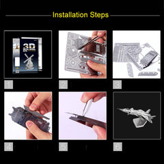 3 PCS 3D Metal Assembly Model DIY Puzzle, Kepler Telescope, Lunar Module, Space Shuttle, Mars Probe, F22 Fighter