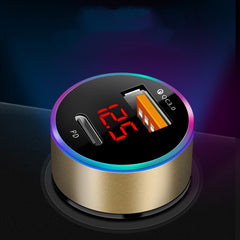 Aluminum Alloy Digital Display PD+QC3.0 Car Charger Multifunctional Car Charger, Elegant Black, Gold, Snowflake Silver
