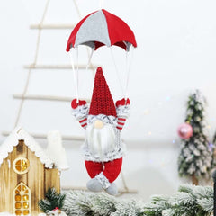 Faceless Skydiving Santa Claus Christmas Window Hanging Decorations, Red Hat, Grey Hat