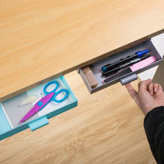 Hidden Drawer Storage Box Office Desk Bottom Paste Large Capacity Pen Case, Dark Blue, Light Blue, Pink, Gray