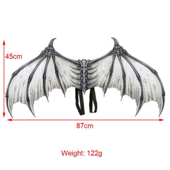Halloween Carnival Party Props Creative Foldable Non-woven Fabric Devil Bone Wings, White Black Bone, Black White Bone