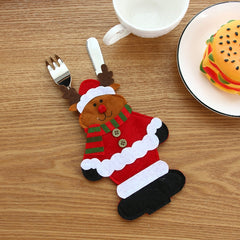 Christmas Knife And Fork Cover Christmas Decorations, Elderly, Snowman, Elk