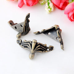 10 PCS Antique Bronze Jewelry Gift Box Wood Case Decorative Feet Leg Corner Protector, Jewelry Gift Box Corner Protector