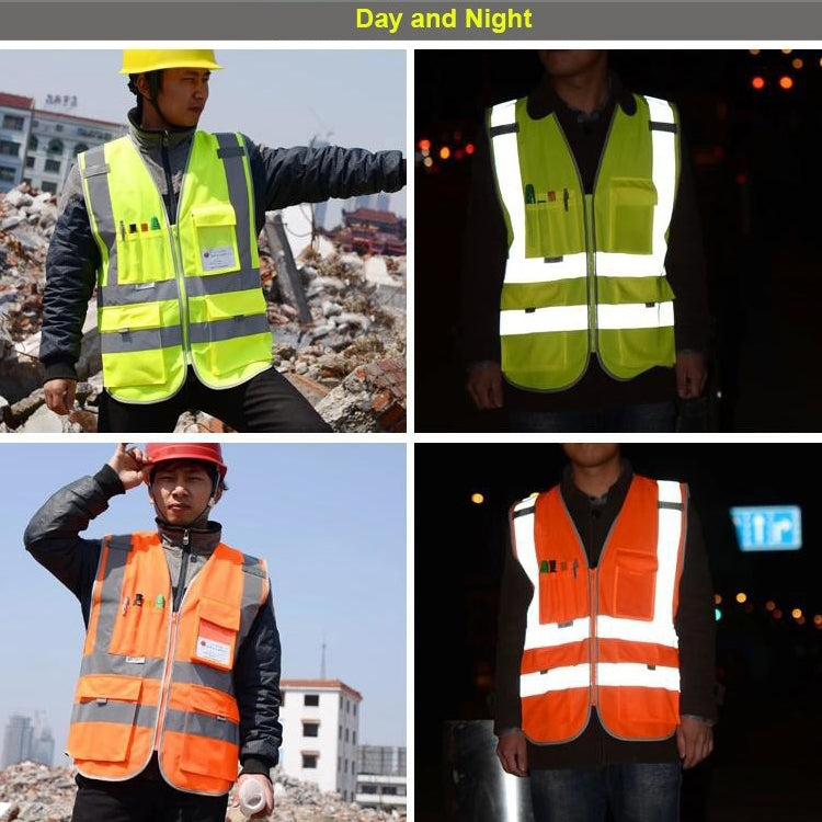 Multi-pockets Safety Vest Reflective Workwear Clothing, XXL-Chest 130cm, L-Chest 118cm