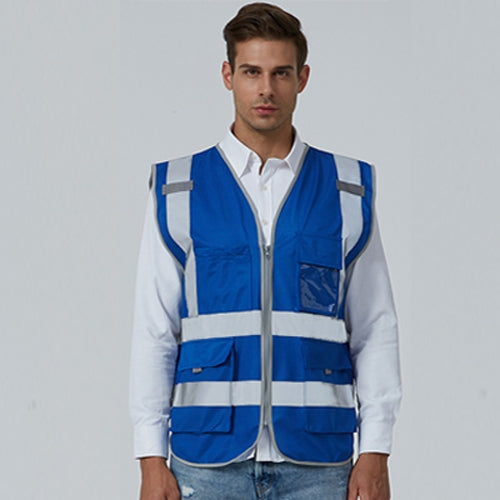 Multi-pockets Safety Vest Reflective Workwear Clothing, XXL-Chest 130cm, L-Chest 118cm
