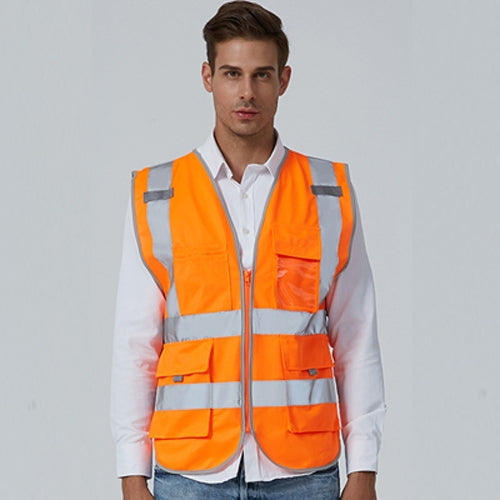 Multi-pockets Safety Vest Reflective Workwear Clothing, XXL-Chest 130cm, L-Chest 118cm
