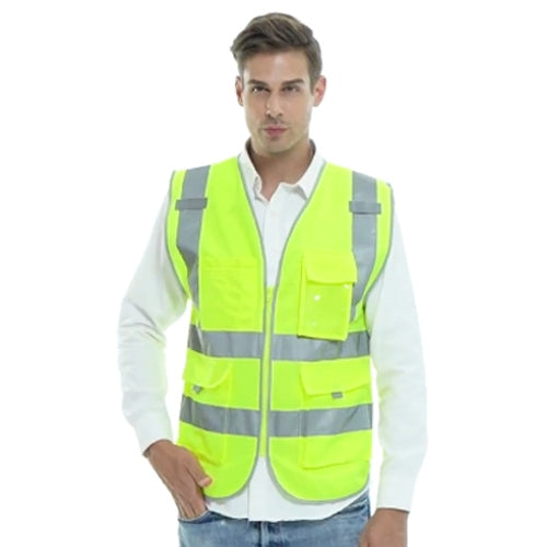 Multi-pockets Safety Vest Reflective Workwear Clothing, XXL-Chest 130cm, L-Chest 118cm