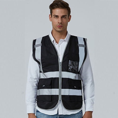 Multi-pockets Safety Vest Reflective Workwear Clothing, XXL-Chest 130cm, L-Chest 118cm
