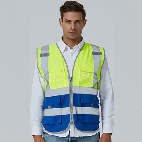 Multi-pockets Safety Vest Reflective Workwear Clothing, XXL-Chest 130cm, L-Chest 118cm