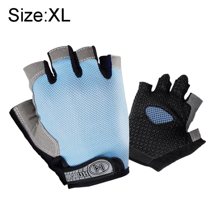 Summer Men Women Fitness Gloves Gym Weight Lifting Cycling Yoga Training Thin Breathable Antiskid Half Finger Gloves, XL