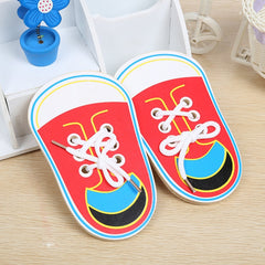 Kids Educational Tool Children Wooden Toys Toddler Lacing Shoes Early Education Teaching Aids, Random Color Delivery, Lacing Shoes Early(Random Color Delivery)