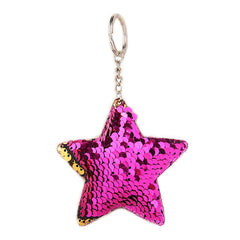 2 PCS Cute Chaveiro Star Keychain Glitter Pompom Sequins Key Chain Gifts for Women Llaveros Mujer Car Bag Accessories Key Ring, Star Shape(Magenta), Star Shape(Colorful), Star Shape(Pink), Star Shape(Green)
