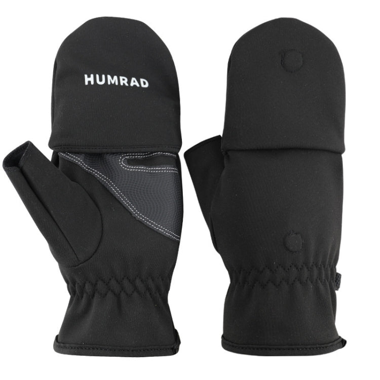HUMRAO Winter Half-Finger Flip Cover Warm Gloves For Outdoor Sports Skiing And Cycling, L, XL