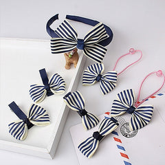 7 PCS/Set Children Accessories Hairband Baby Girls Lovely Bow Headwear Hair Clip, Rose red + green, Blue + pink, Pink + Navy, Watermelon red + pink, Light blue +pink dots, Pink + watermelon red dots, Light yellow+ red dots, Pink+navy dots              ...
