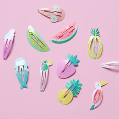 6 PCS/Set Kids Hair Accessories Fruit Hairpins Cartoon Rainbow Hair Clip, New Bird pineapple 8#, Bird pineapple 6#, Ice cream 1#, Mermaid 2#, Candy rainbow 5#, Red Mermaid 4#, Blue Mermaid 3#, Strawberry watermelon 7#