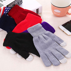 Winter Touch Screen Gloves Women Men Warm Stretch Knit Mittens Imitation Wool Thicken Full Finger Gloves, White, Grey, Black, Yellow, Navy Blue, Kids White, Kids Black, A-Navy Blue, A-Black, A-White, A-Grey, B-Grey, B-Blue, C-Yellow, C-Blue, C-Purple  ...