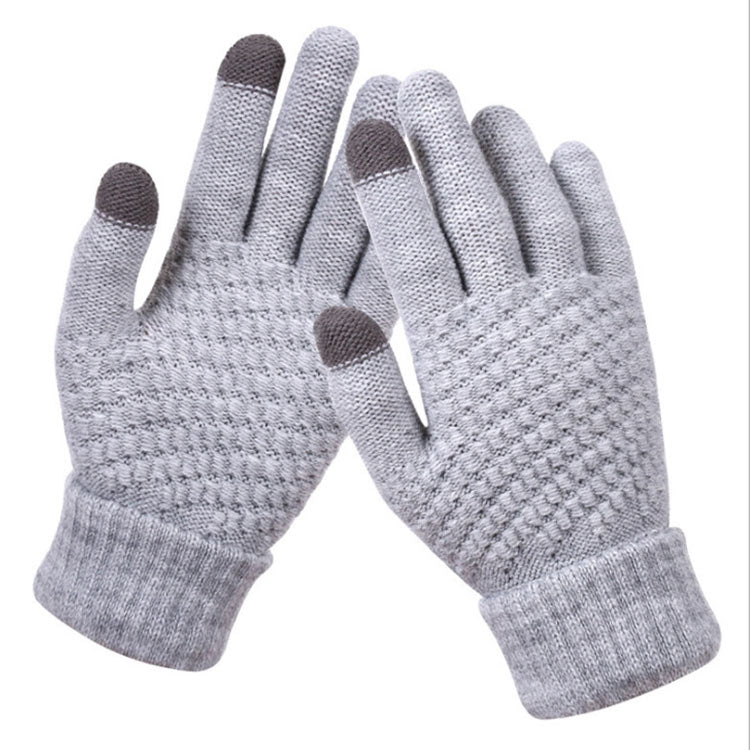 Winter Touch Screen Gloves Women Men Warm Stretch Knit Mittens Imitation Wool Thicken Full Finger Gloves, White, Grey, Black, Yellow, Navy Blue, Kids White, Kids Black, A-Navy Blue, A-Black, A-White, A-Grey, B-Grey, B-Blue, C-Yellow, C-Blue, C-Purple  ...