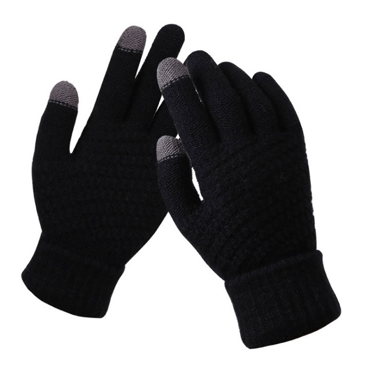 Winter Touch Screen Gloves Women Men Warm Stretch Knit Mittens Imitation Wool Thicken Full Finger Gloves, White, Grey, Black, Yellow, Navy Blue, Kids White, Kids Black, A-Navy Blue, A-Black, A-White, A-Grey, B-Grey, B-Blue, C-Yellow, C-Blue, C-Purple  ...