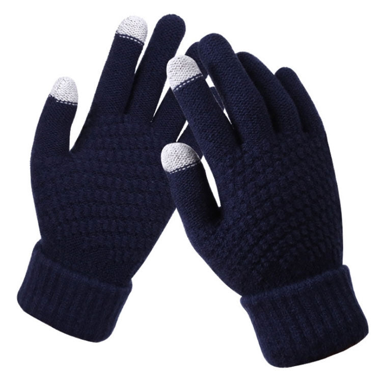 Winter Touch Screen Gloves Women Men Warm Stretch Knit Mittens Imitation Wool Thicken Full Finger Gloves, White, Grey, Black, Yellow, Navy Blue, Kids White, Kids Black, A-Navy Blue, A-Black, A-White, A-Grey, B-Grey, B-Blue, C-Yellow, C-Blue, C-Purple  ...