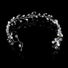 Fashion Leaves Bridal Hair Accessories Handmade Crystal Hair Jewelry Wedding Headband Headpiece for Women, Gold, Silver