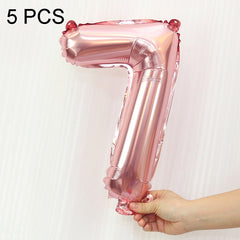 5pcs 16inch Number Foil Balloons Happy Birthday Party Wedding Balloons, Pink, 7, Gold, 5, Gold, 4