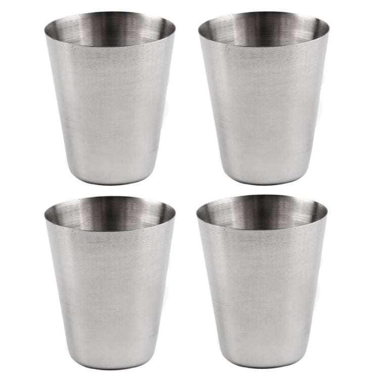4 in 1 Outdoor Mini Stainless Steel Cup Hiking Camping Travel Portable Drinking Water Cup Set Leather Cup, 30ML