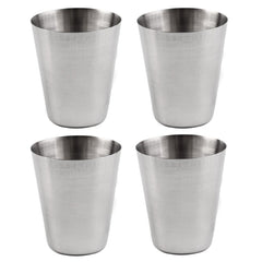 4 in 1 Outdoor Mini Stainless Steel Cup Hiking Camping Travel Portable Drinking Water Cup Set Leather Cup, 30ML