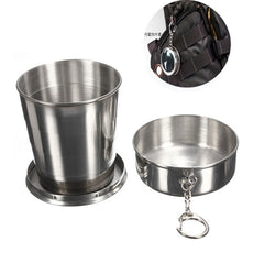 Stainless Steel Camping Folding Cup Traveling Outdoor Camping Hiking Mug Portable Collapsible Cup, S 60ML, M 150ML, L 250ML