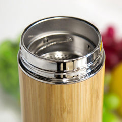 Creative Bamboo Thermos Bottle Stainless Steel Vacuum Flask, 450ml  Stainless Steel, 450ml  Purple Clay