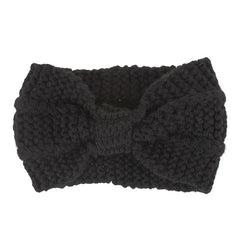 Winter Knitted Headband Turban Women Crochet Bow Wide Stretch Hairband Head Wrap, Black, Navy Blue, Dark Grey, Grey, Wine, Red, Khaki, White, Light Green