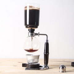 Classic Siphon Coffee Pot Black Handle Glass Syphon Pot for 5 People, Size:37.5x11.3cm, Coffee Pot with Handle