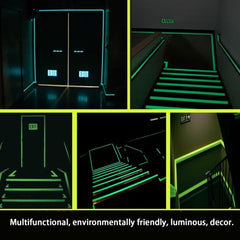 Reflective Glow Tape Self-adhesive Sticker Removable Luminous Tape Fluorescent Glowing Dark Striking Warning Tape, 2cm  x 3m