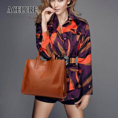 Leather Handbags Big Women Bag Casual Female Bags Trunk Tote Shoulder Bag Ladies Large Bolsos, Brown, Black, Green, Blue, Coffee, Burgundy, Pink, Gray