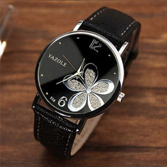 YAZOLE Ladies OL Style Four-leaf Clover Pattern Quartz Watch